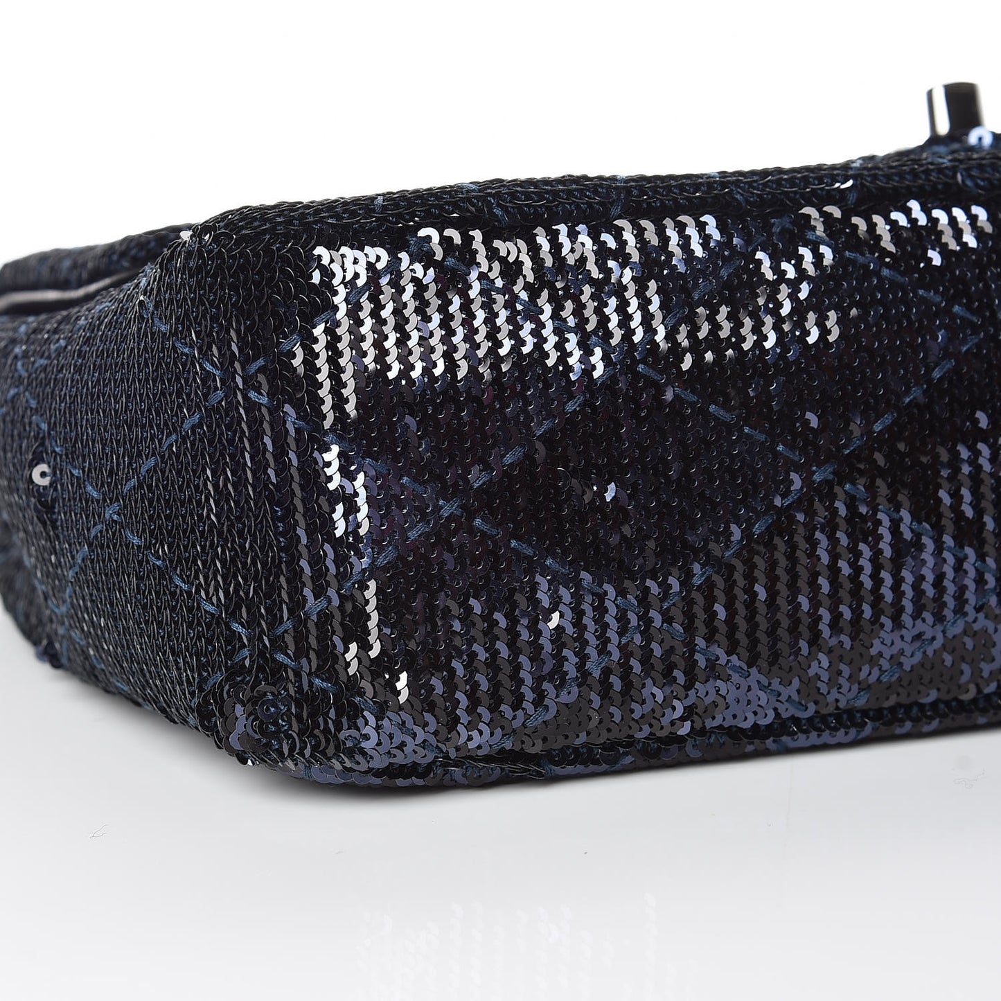 Sequin Quilted Medium Single Flap Blue