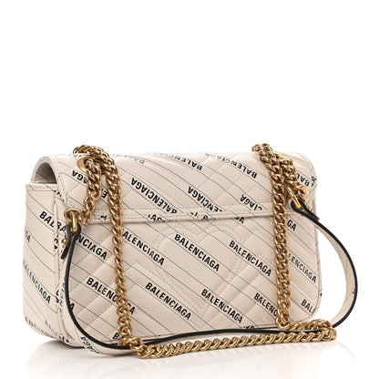 Gucci X BALENCIAGA Calfskin Matelasse Logo Print Small GG Marmont Shoulder Bag White 3 of 10