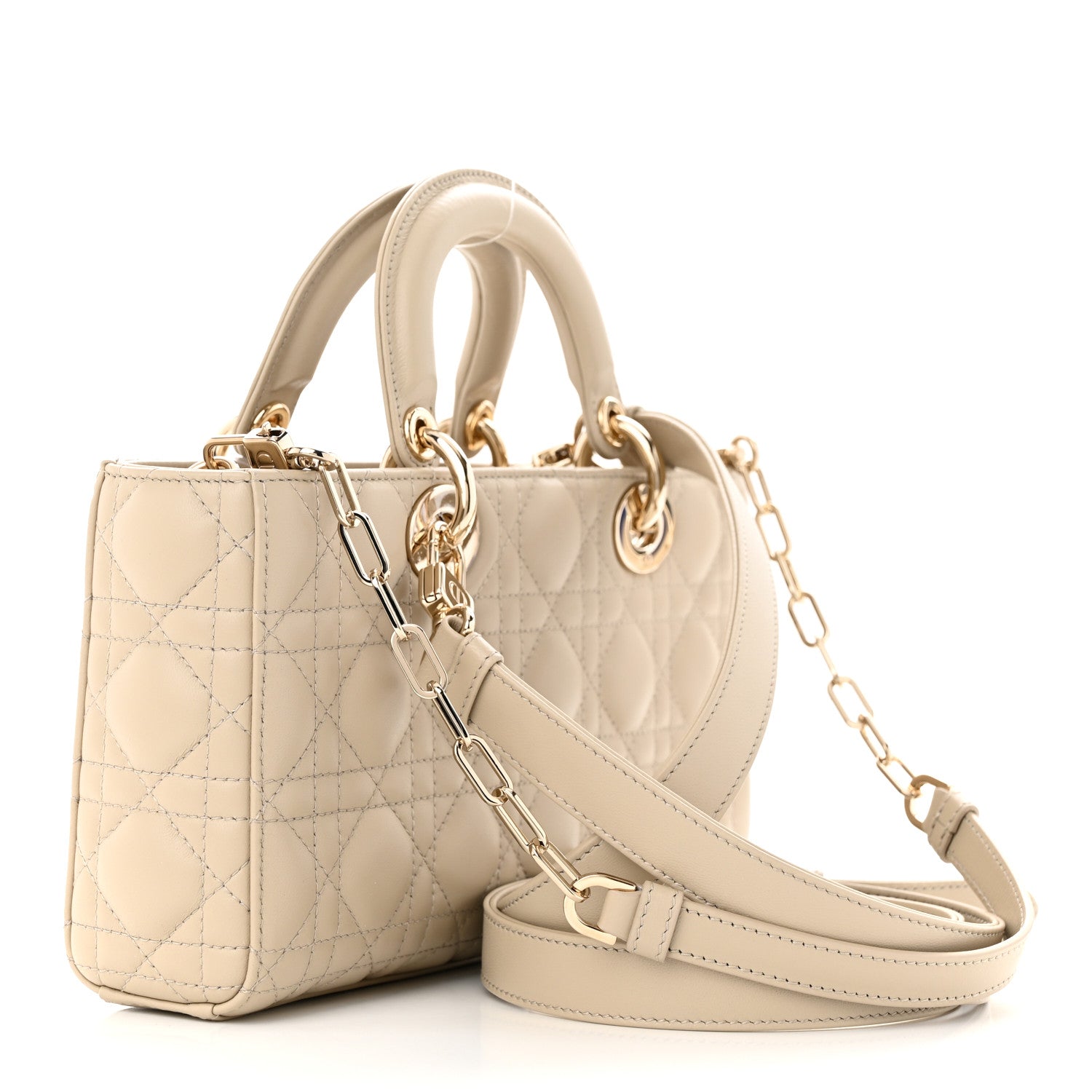 Christian Dior Lambskin Cannage Medium Lady D-Joy Sand 3 of 11