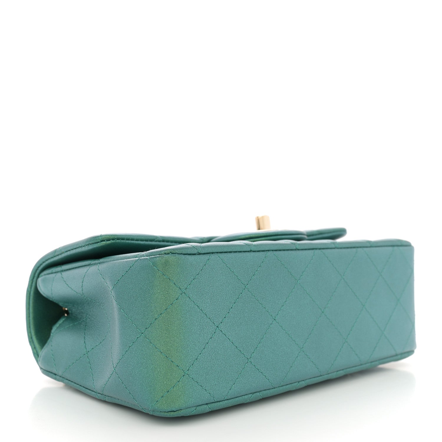 Chanel Iridescent Calfskin Quilted Mini Rectangular Flap Green 4 of 11