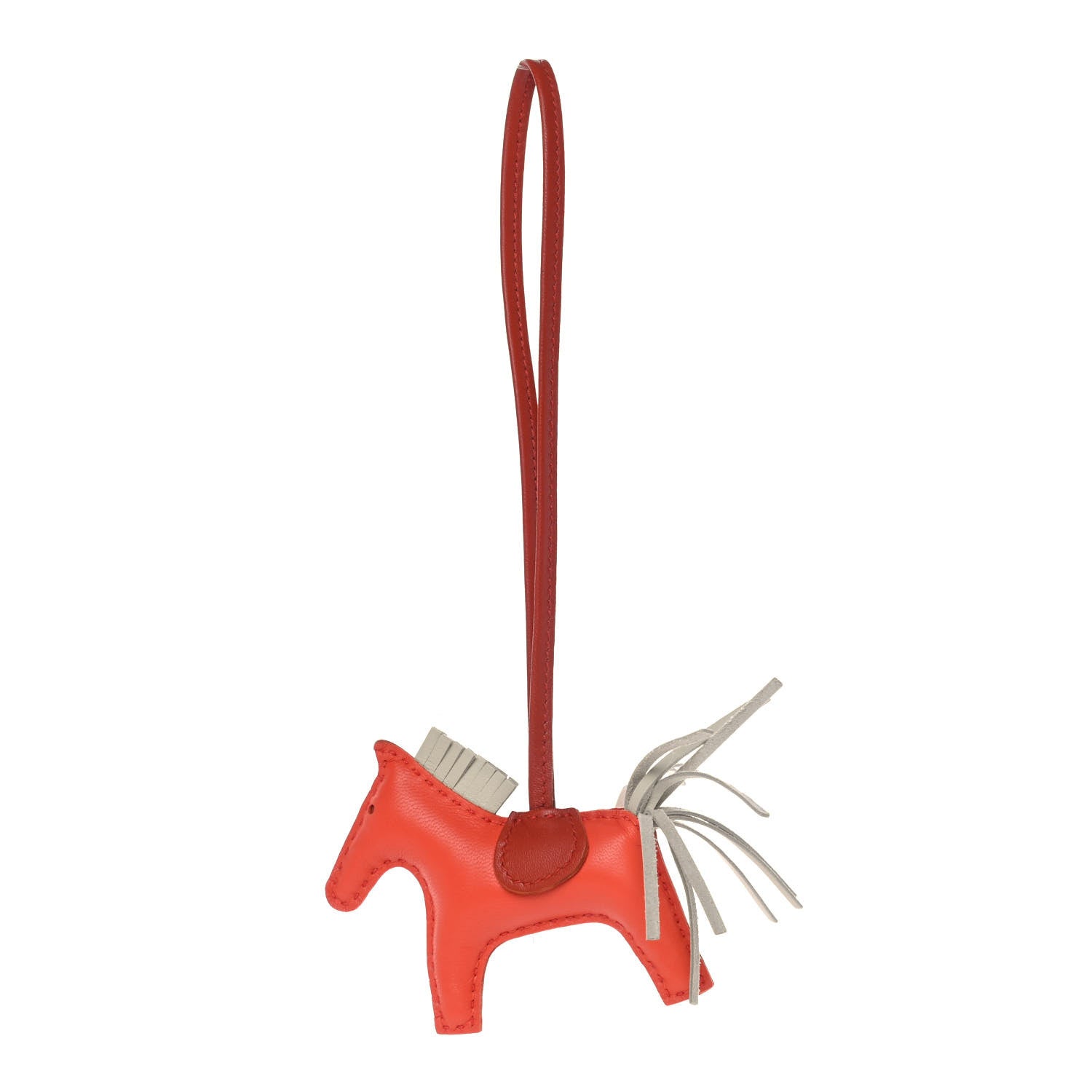 Hermes Milo Lambskin Grigri Rodeo Horse Bag Charm PM Orange Poppy Craie Terre Battue 1 of 3