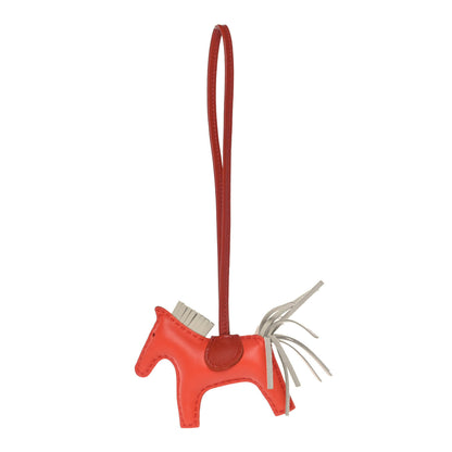 Hermes Milo Lambskin Grigri Rodeo Horse Bag Charm PM Orange Poppy Craie Terre Battue 1 of 3