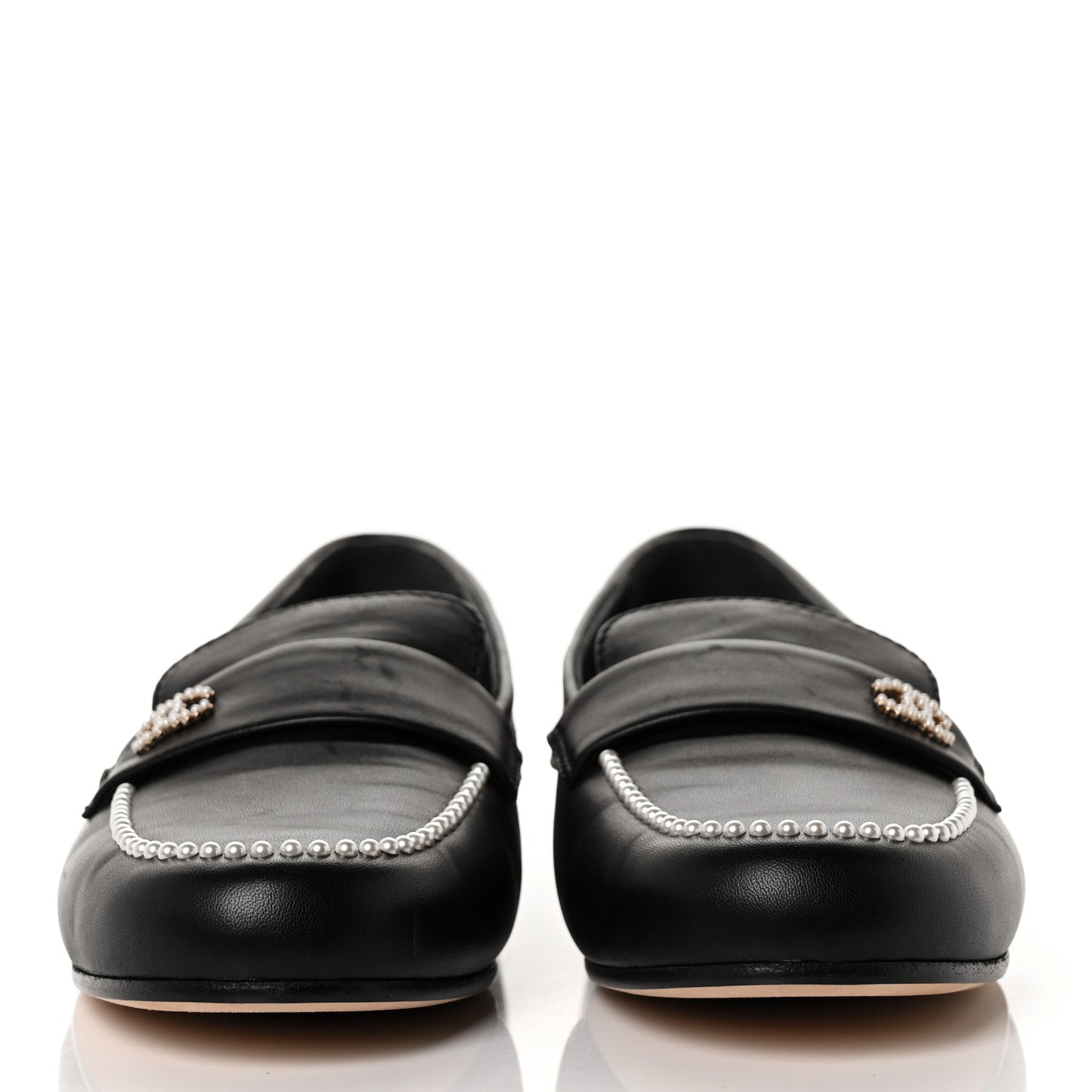 Calfskin Pearl CC Loafers 40 Black