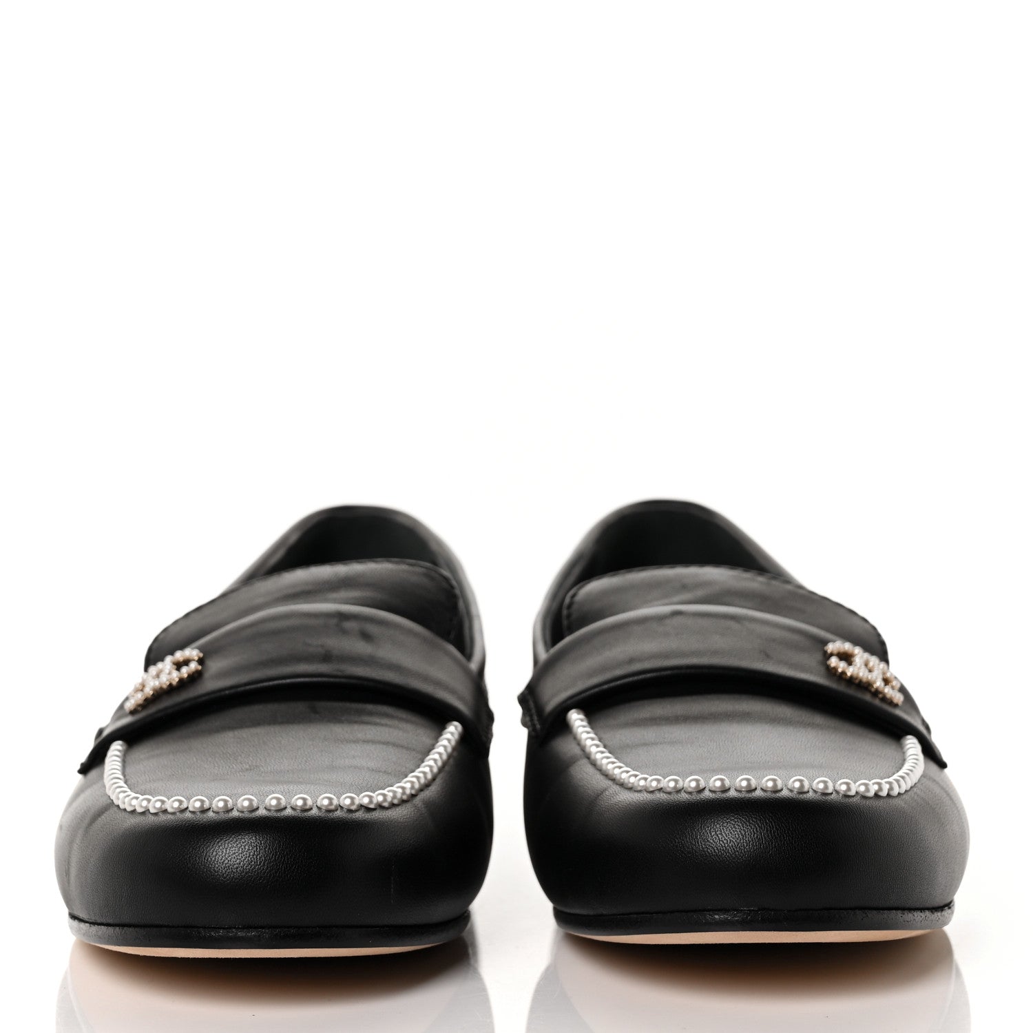 Chanel Calfskin Pearl CC Loafers 40 Black 2 of 9