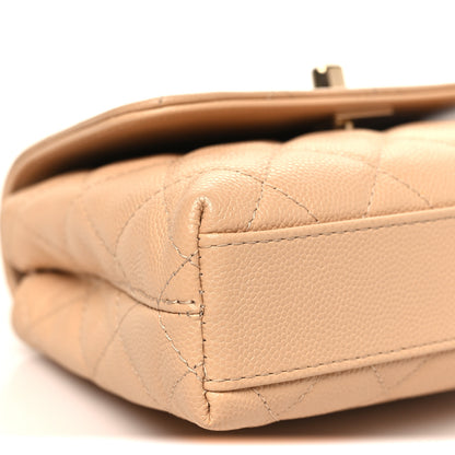 Chanel Caviar Quilted Coco Handle Clutch With Chain Beige 9 of 10