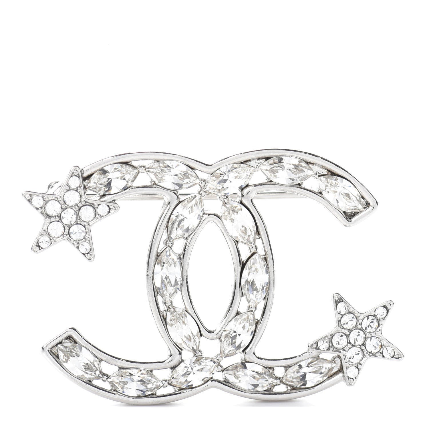 Chanel Crystal Starfall CC Brooch Silver 1 of 4