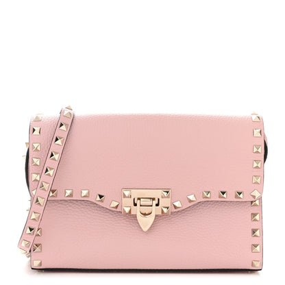 Valentino Garavani Pebbled Calfskin Medium Rockstud Flip Lock Crossbody Bag Loto 1 of 9