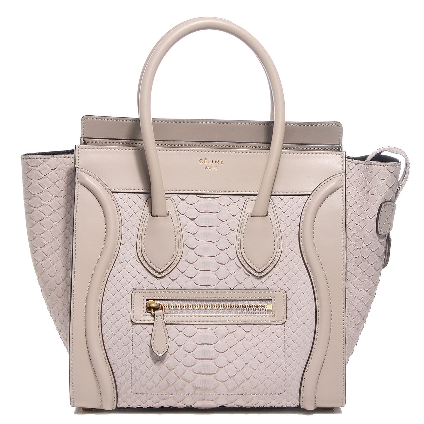 Python Smooth Calfskin Micro Luggage Pearl