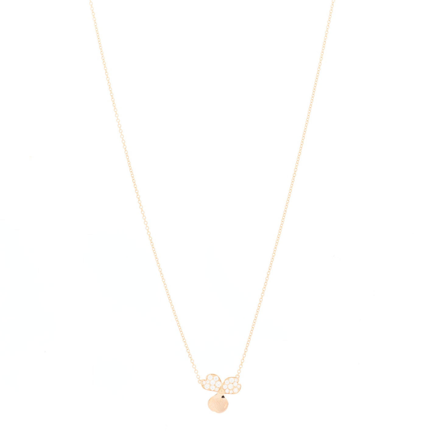 18K Rose Gold Diamond Paper Flowers Pendant Necklace