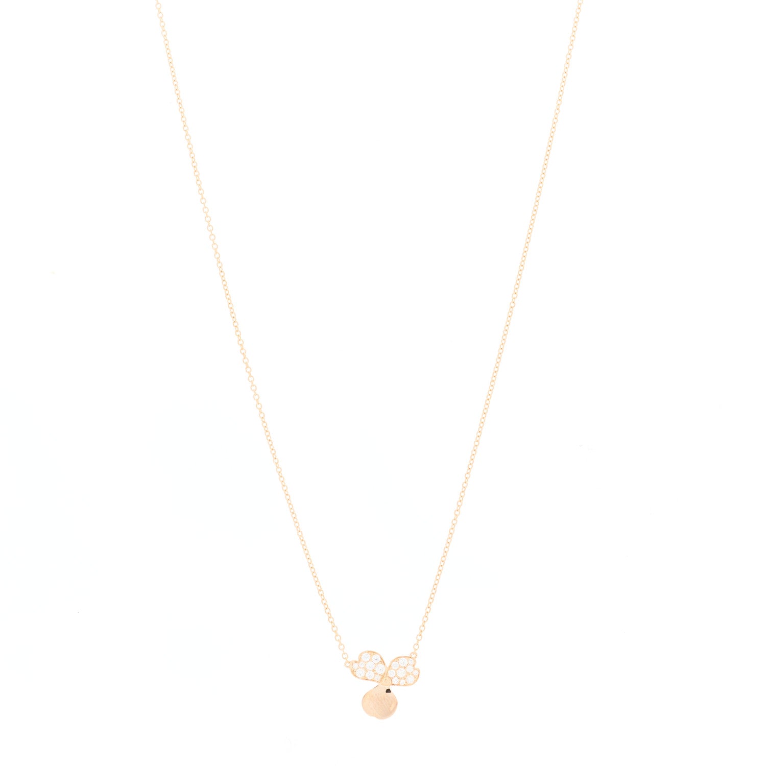 Tiffany 18K Rose Gold Diamond Paper Flowers Pendant Necklace 1 of 4
