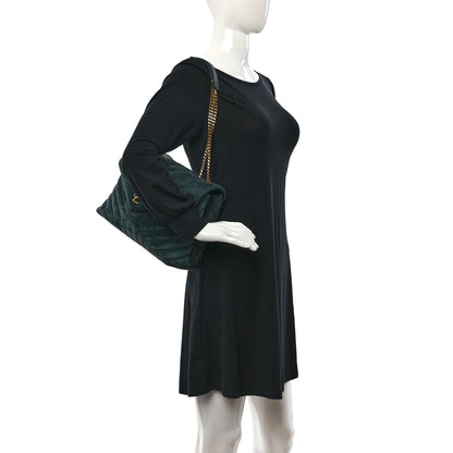 Saint Laurent Suede Y Quilted Monogram Medium Loulou Chain Satchel Deep Green 2 of 8