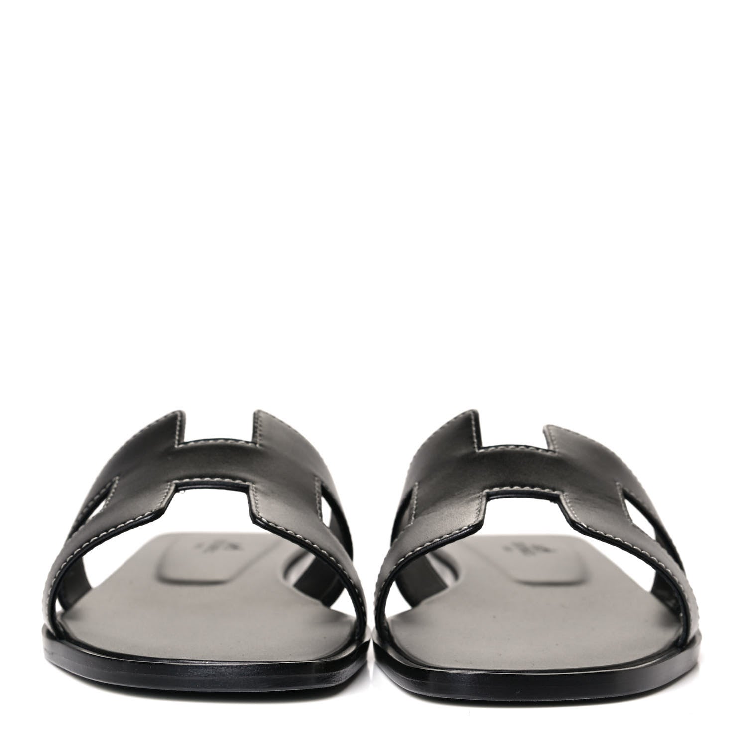 Hermes Box Calfskin Oran Sandals 37 Black 4 of 22