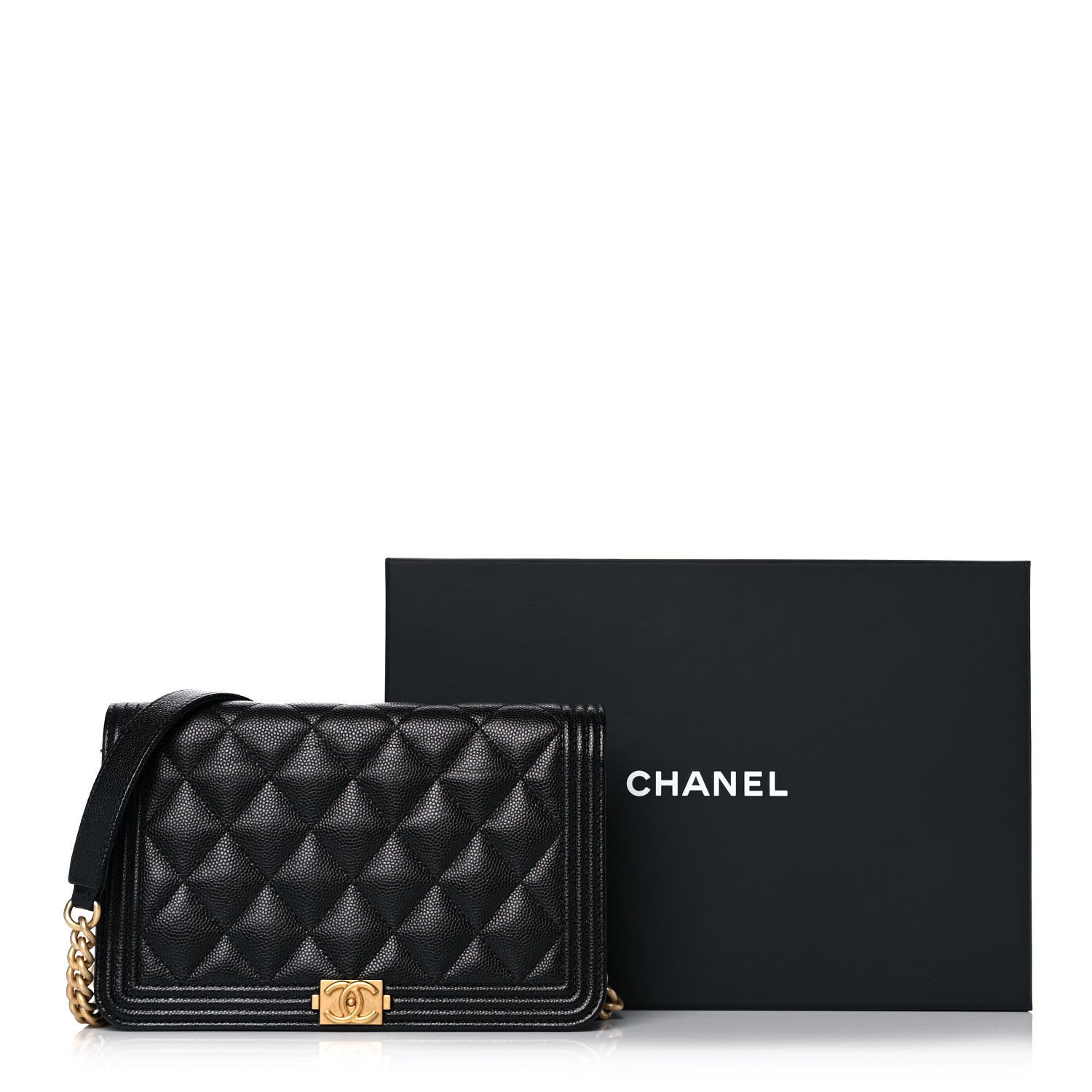 Chanel Caviar Quilted Boy Wallet On Chain WOC Black 11 of 11