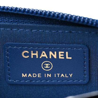 Chanel Lambskin Quilted Boy Zip Around Coin Purse Wallet Blue 6 of 8