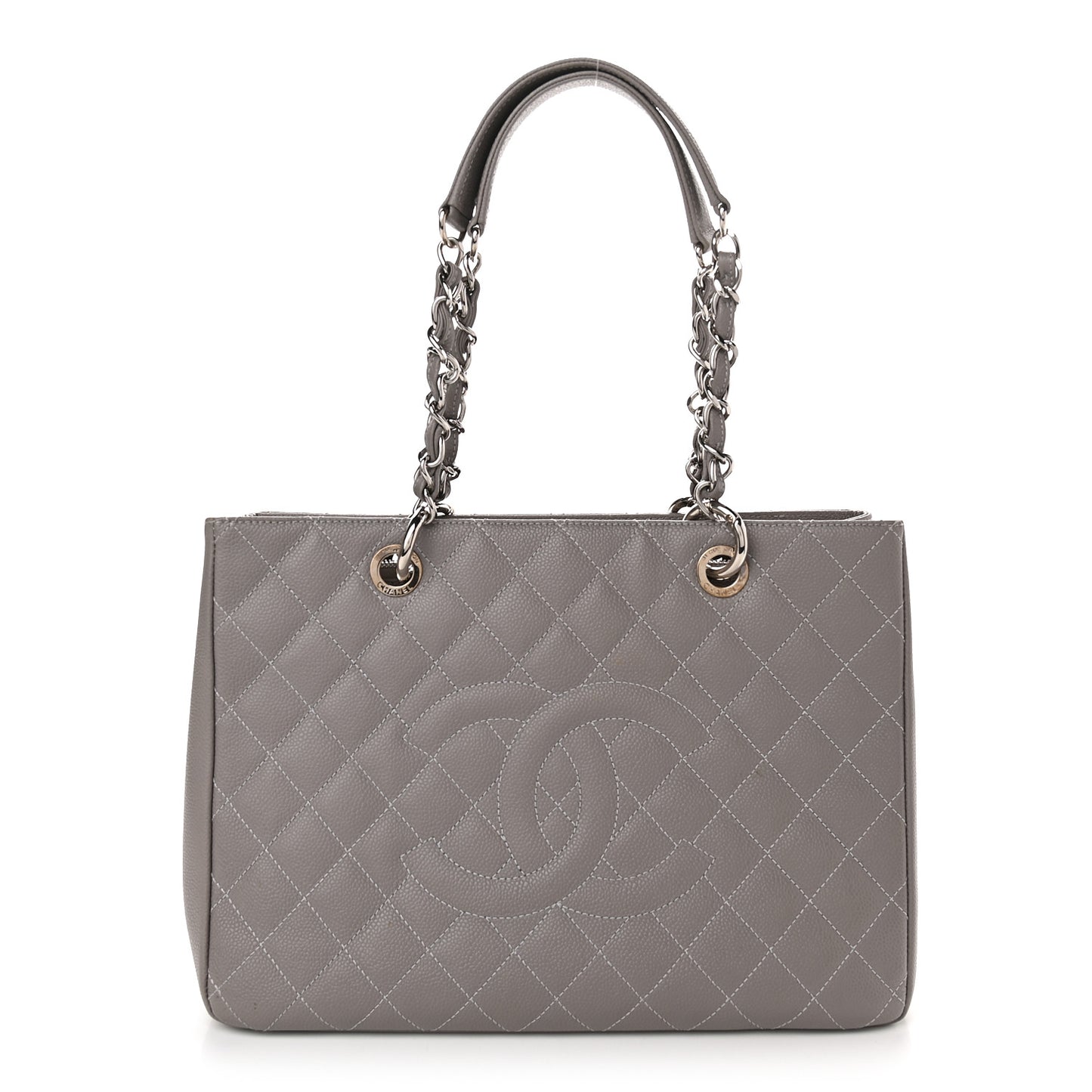 Caviar Quilted Grand Shopping Tote GST Light Grey
