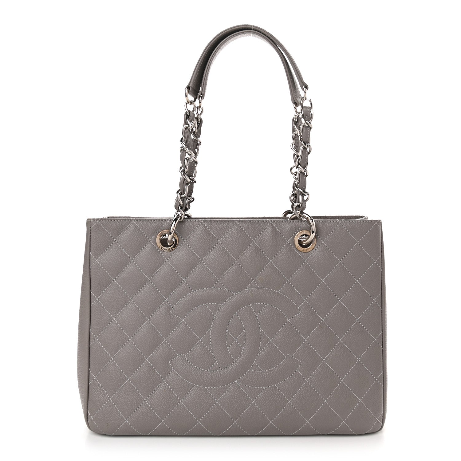 Chanel Caviar Quilted Grand Shopping Tote GST Light Grey 1 of 8