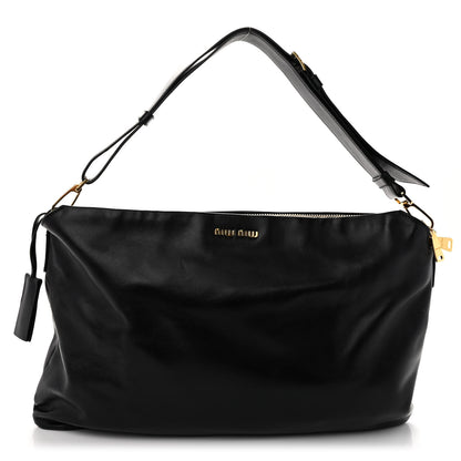 Miu Miu Soft Calf Cloud Hobo Black 1 of 9