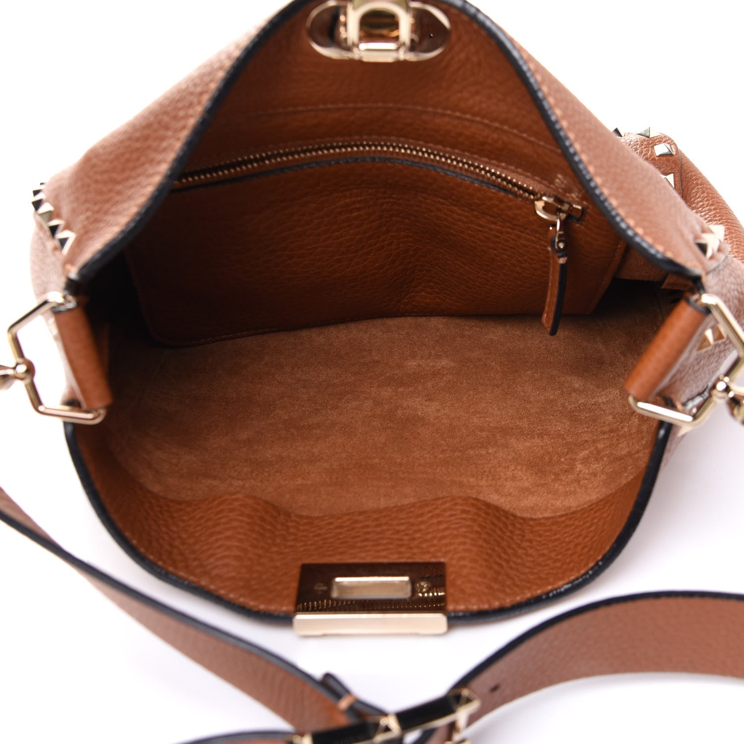 Valentino Garavani Pebbled Calfskin Small Rockstud Flip-Lock Messenger Bag Light Cuir 4 of 4