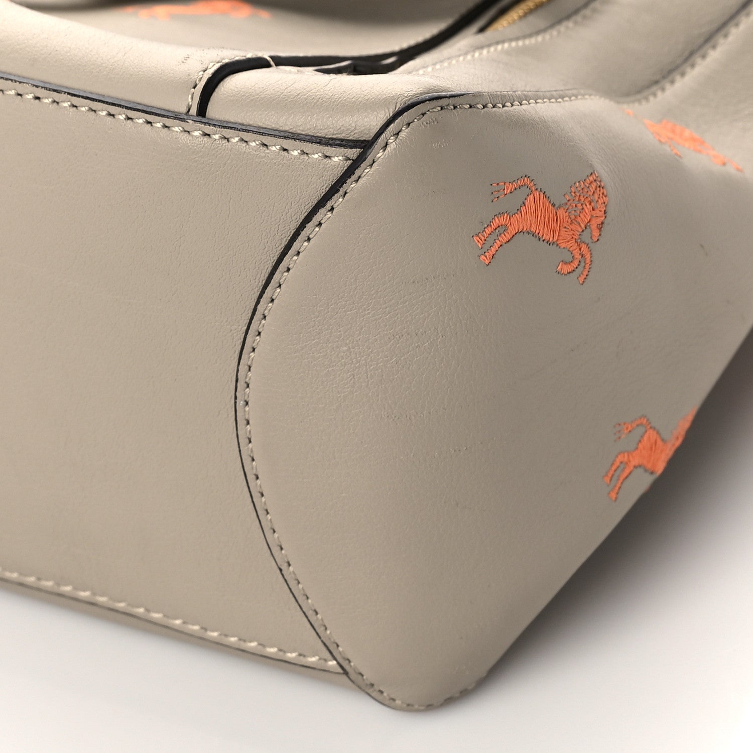 Chloe Smooth Calfskin Little Horses Embroidered Small Faye Day Shoulder Bag Pastel Grey 7 of 7