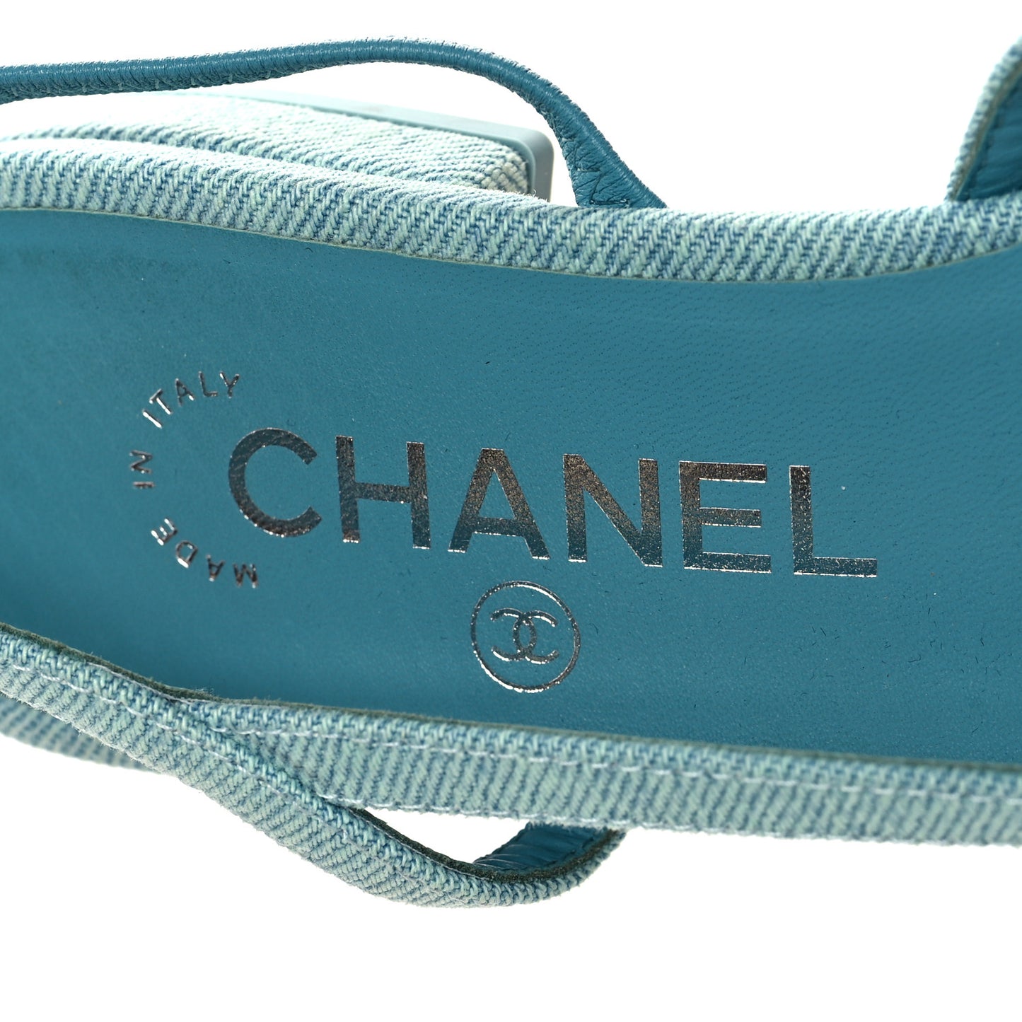 Denim Cap Toe CC Slingback Flats 36 Blue