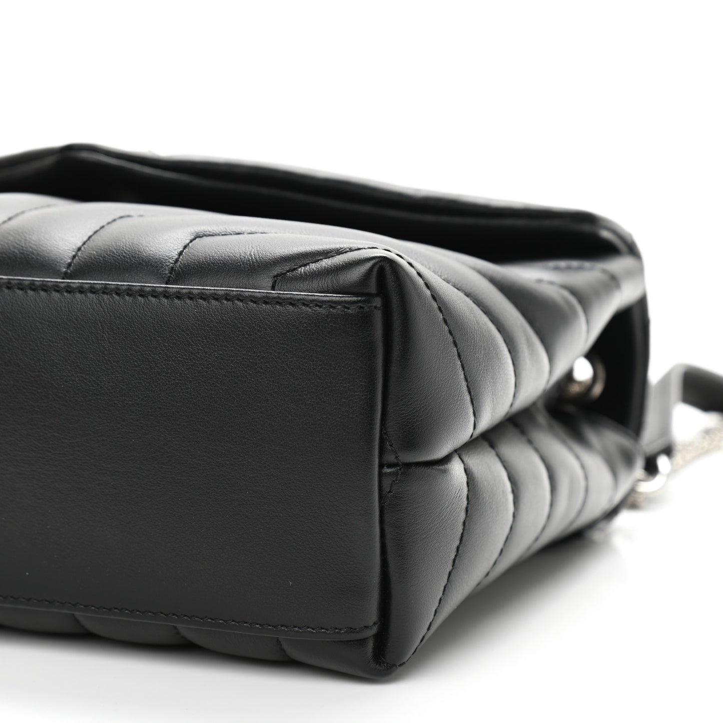Calfskin Y Quilted Monogram Small Loulou Chain Satchel Black