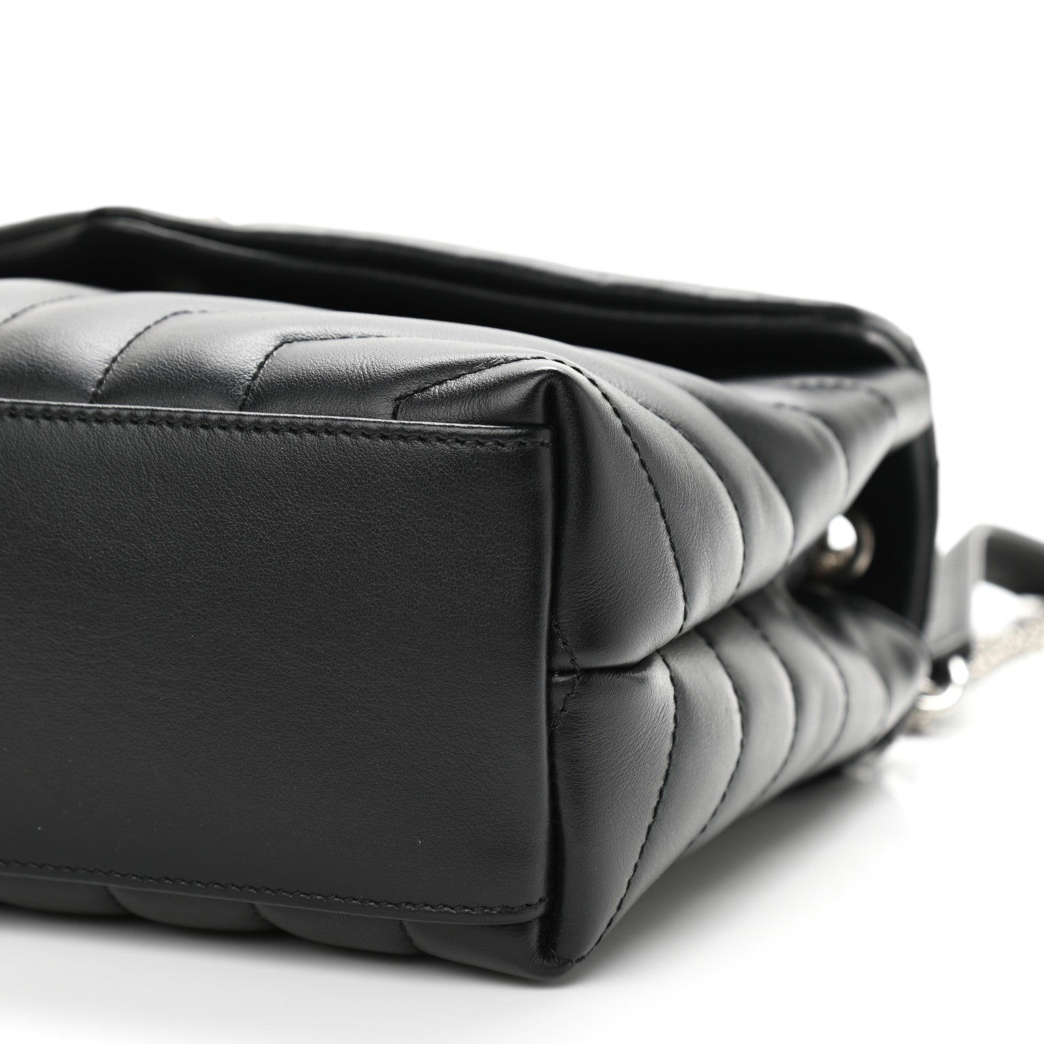 Saint Laurent Calfskin Y Quilted Monogram Small Loulou Chain Satchel Black 11 of 12