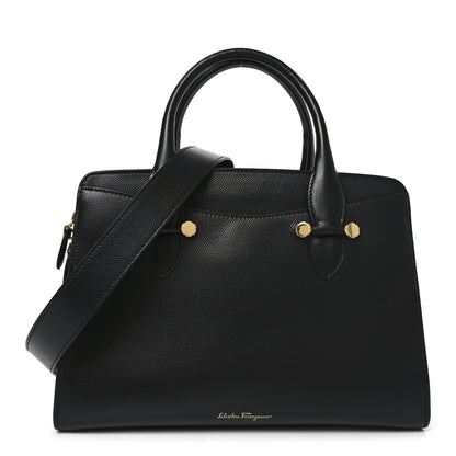 Salvatore Ferragamo Hammered Calfskin Today Satchel Black 1 of 9