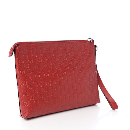 Gucci Guccissima Small Zip Wristlet Pouch Red 2 of 9