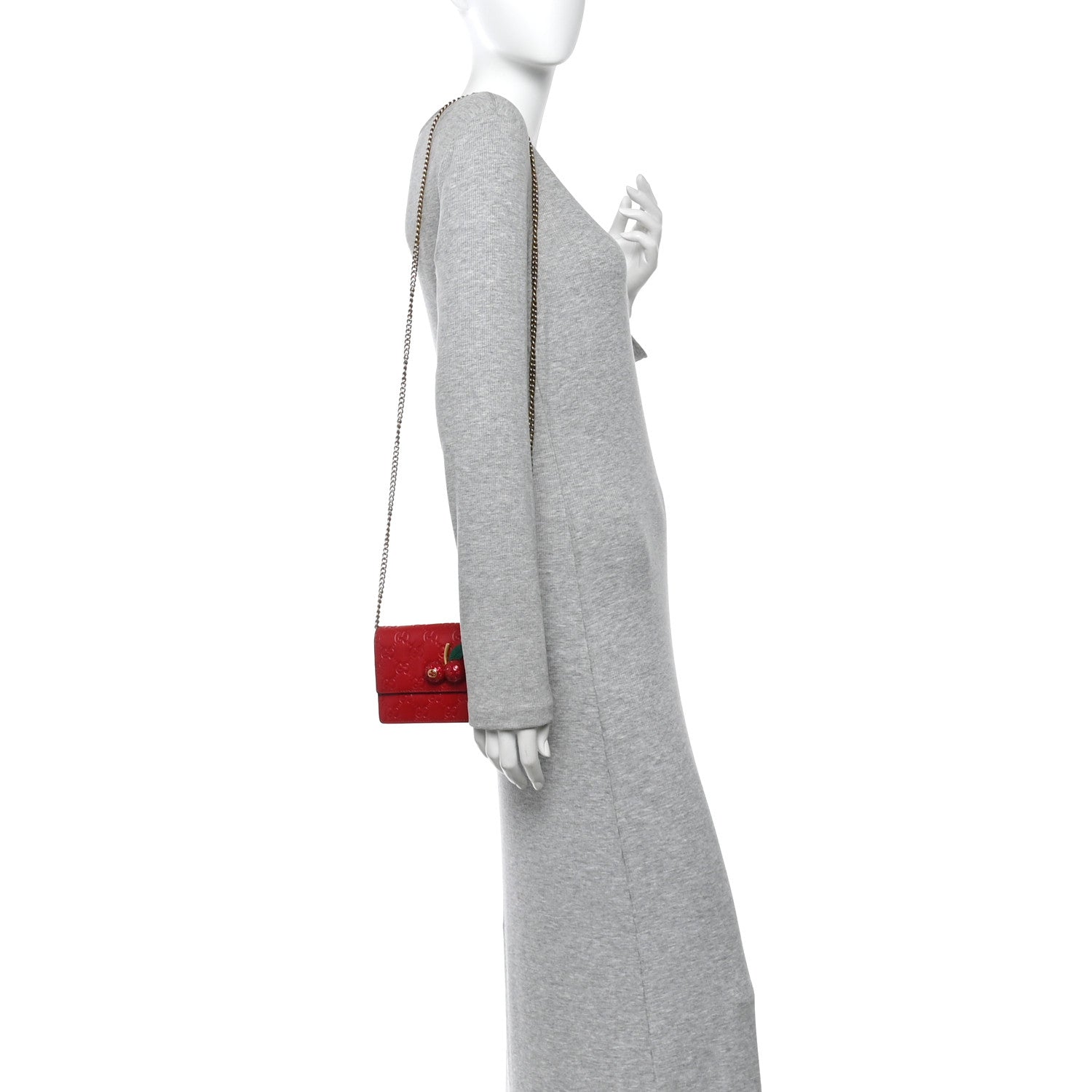 Gucci Guccissima Mini Cherry Chain Bag Hibiscus Red 2 of 12
