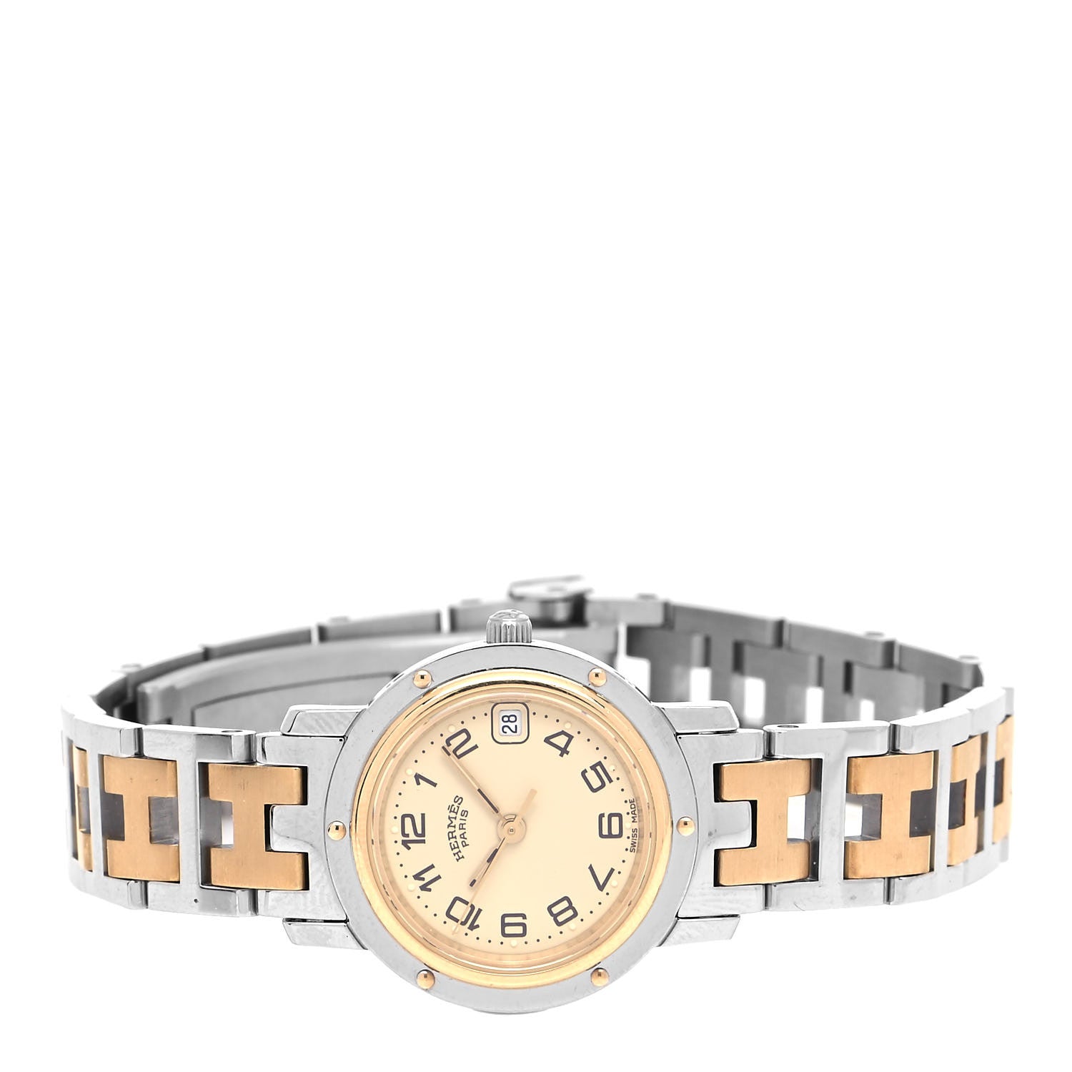 Hermes Stainless Steel 24mm Clipper Quartz Watch Gold 2 of 5