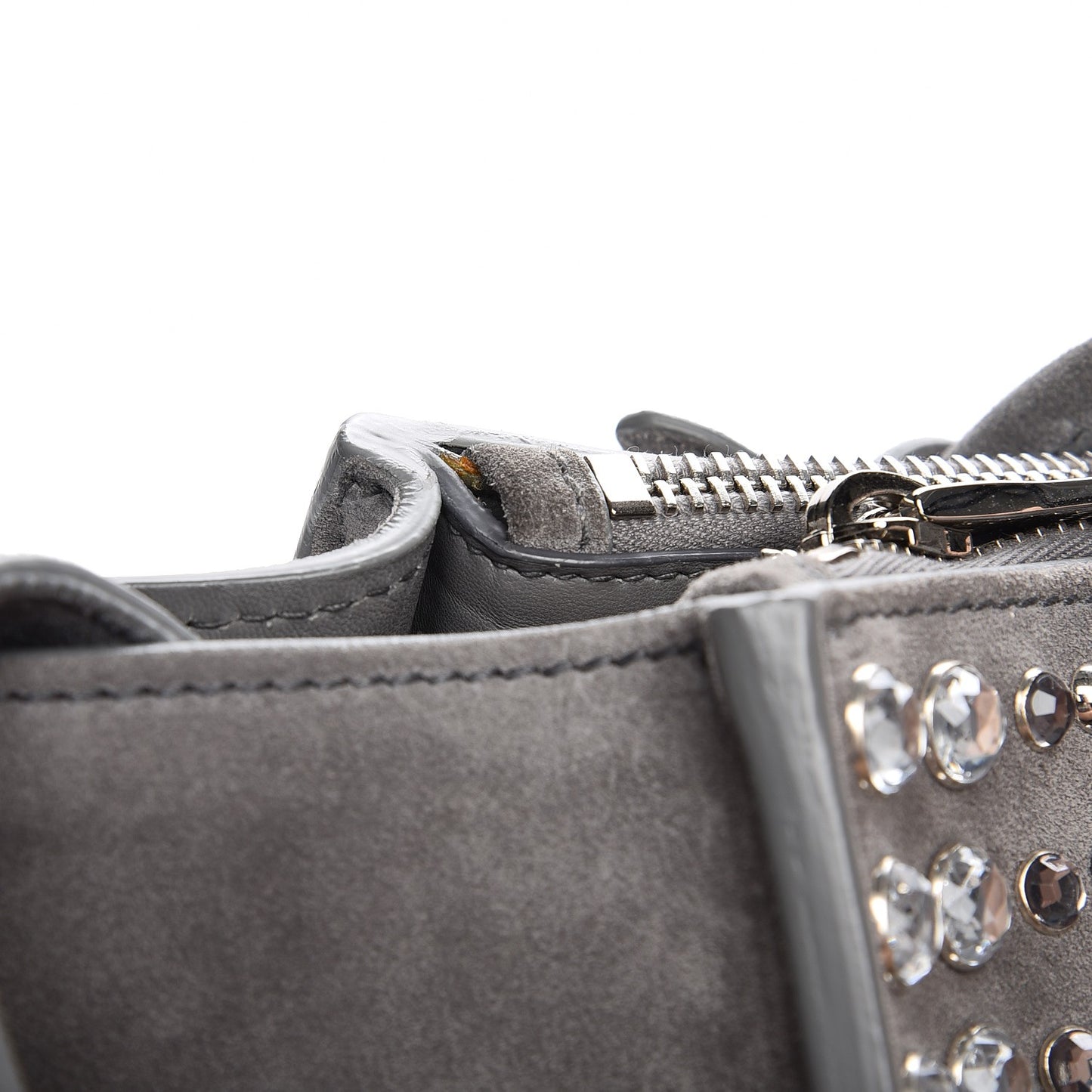 Scamosciato Suede Studded Crystal Twin Pocket Tote Marmo