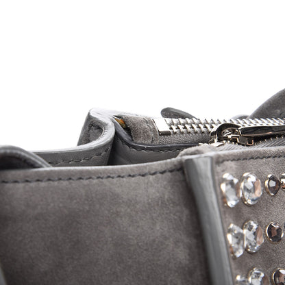 Prada Scamosciato Suede Studded Crystal Twin Pocket Tote Marmo 16 of 16