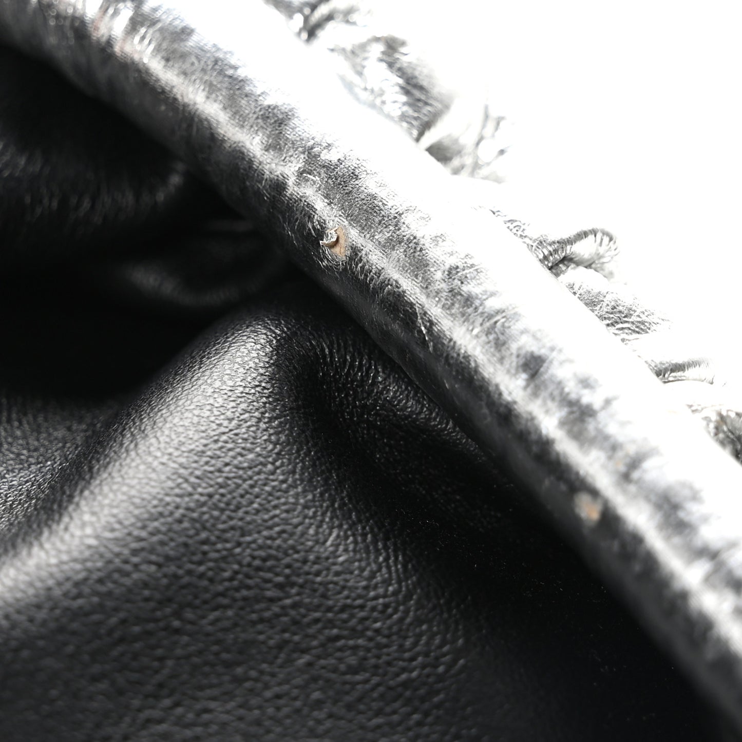 Metallic Bark Calfskin The Mini Pouch Silver