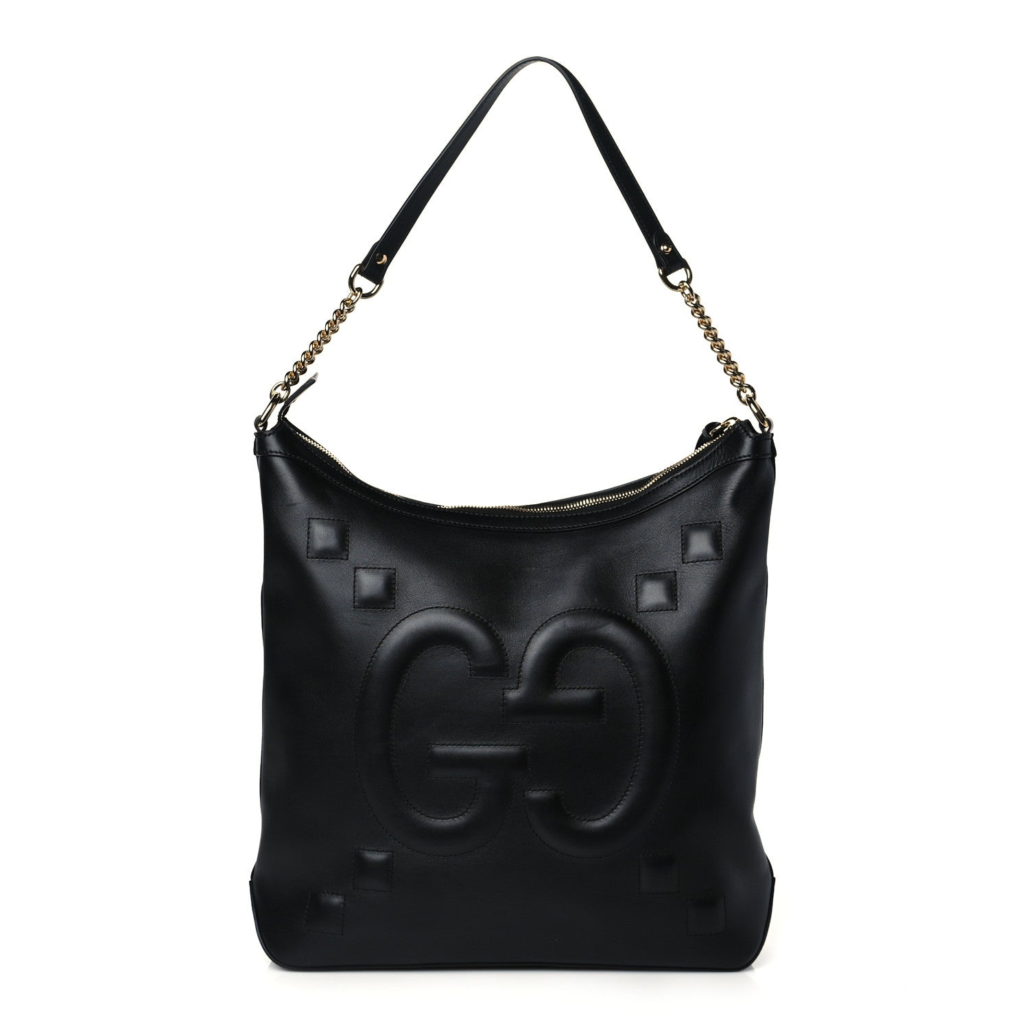 Gucci Apollo Calfskin GG Dadini Embroidered Chain Hobo Black 1 of 10