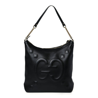 Gucci Apollo Calfskin GG Dadini Embroidered Chain Hobo Black 1 of 10