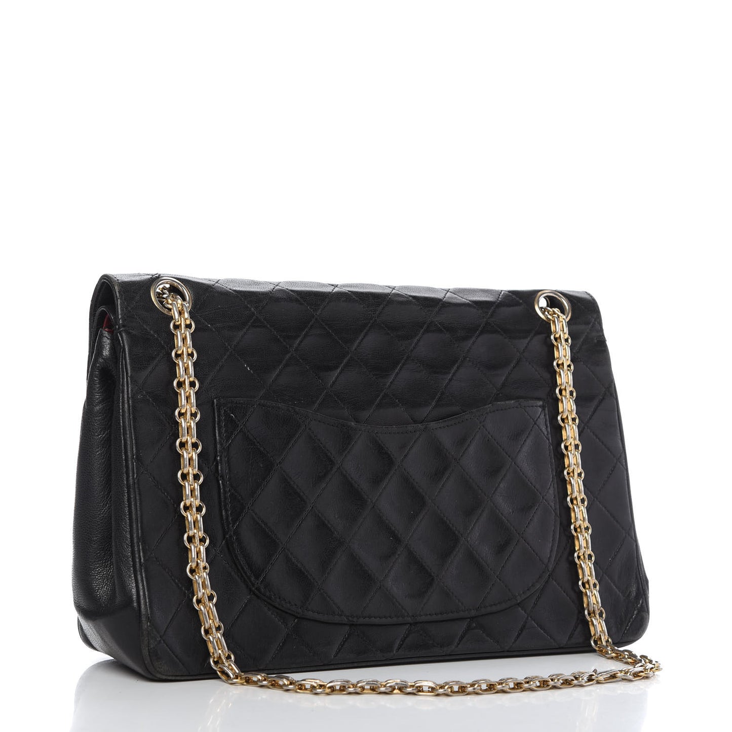 Lambskin Quilted Medium Bijoux Chain Double Flap Black
