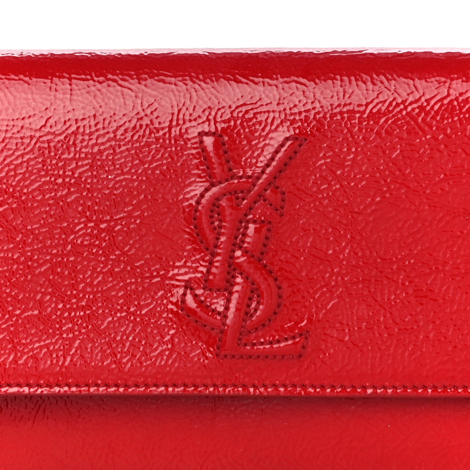 Saint Laurent Textured Patent Small Belle De Jour Clutch Red 7 of 9