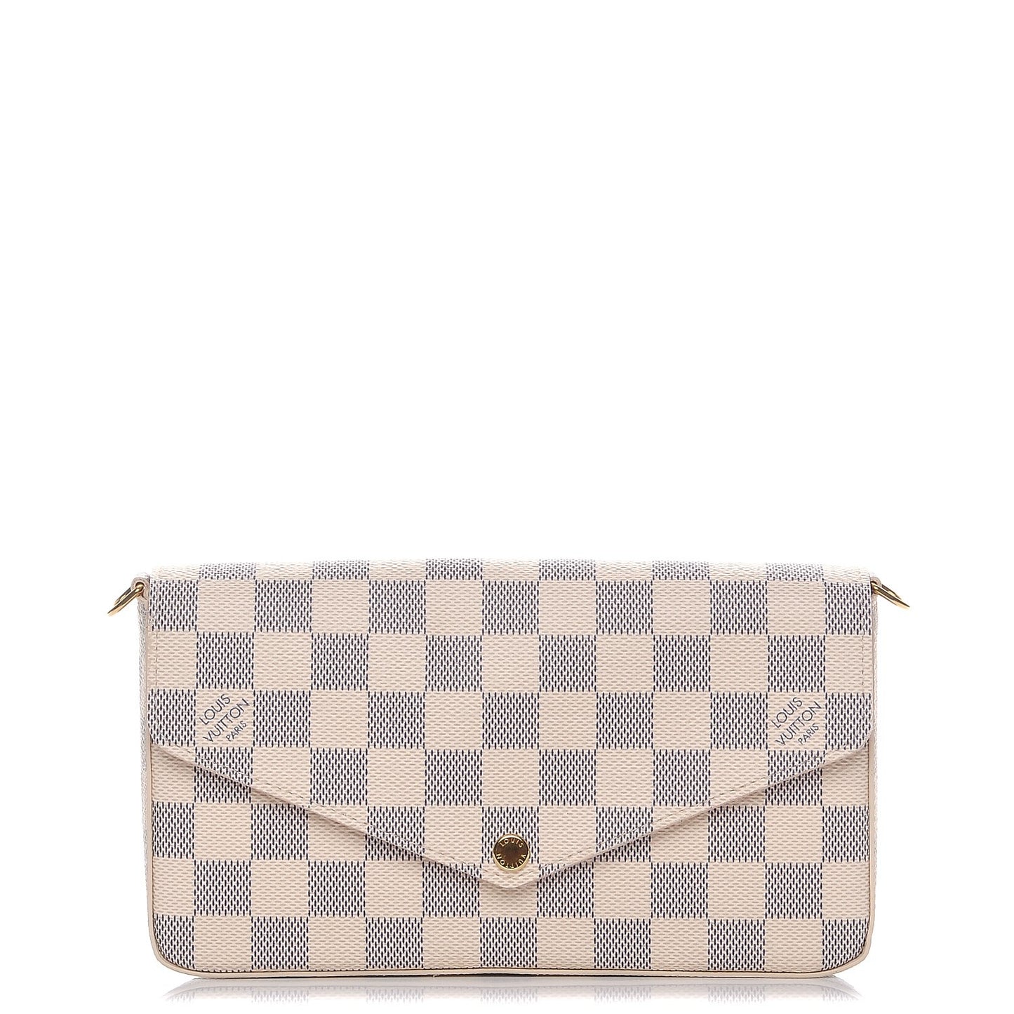 Damier Azur Pochette Felicie Chain Wallet Rose Ballerine