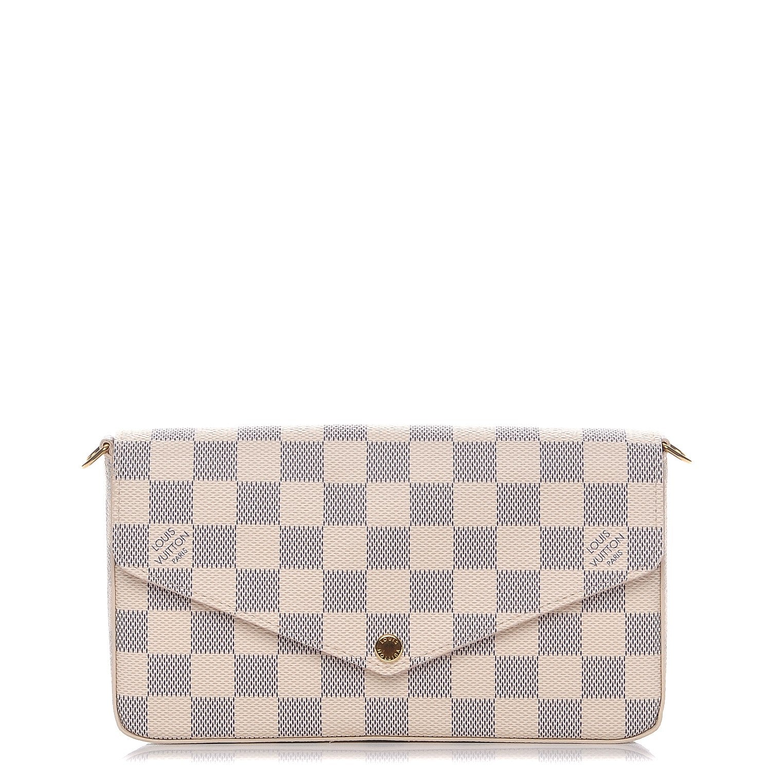 Louis Vuitton Damier Azur Pochette Felicie Chain Wallet Rose Ballerine 1 of 8