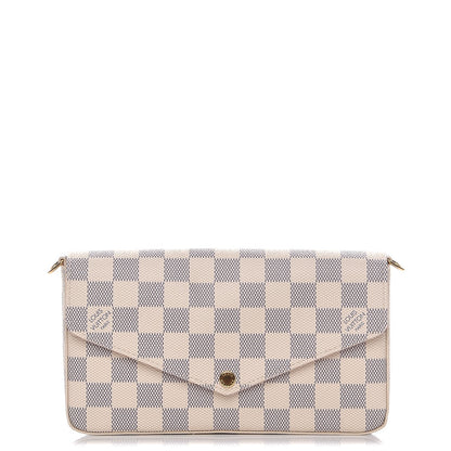 Louis Vuitton Damier Azur Pochette Felicie Chain Wallet Rose Ballerine 1 of 8