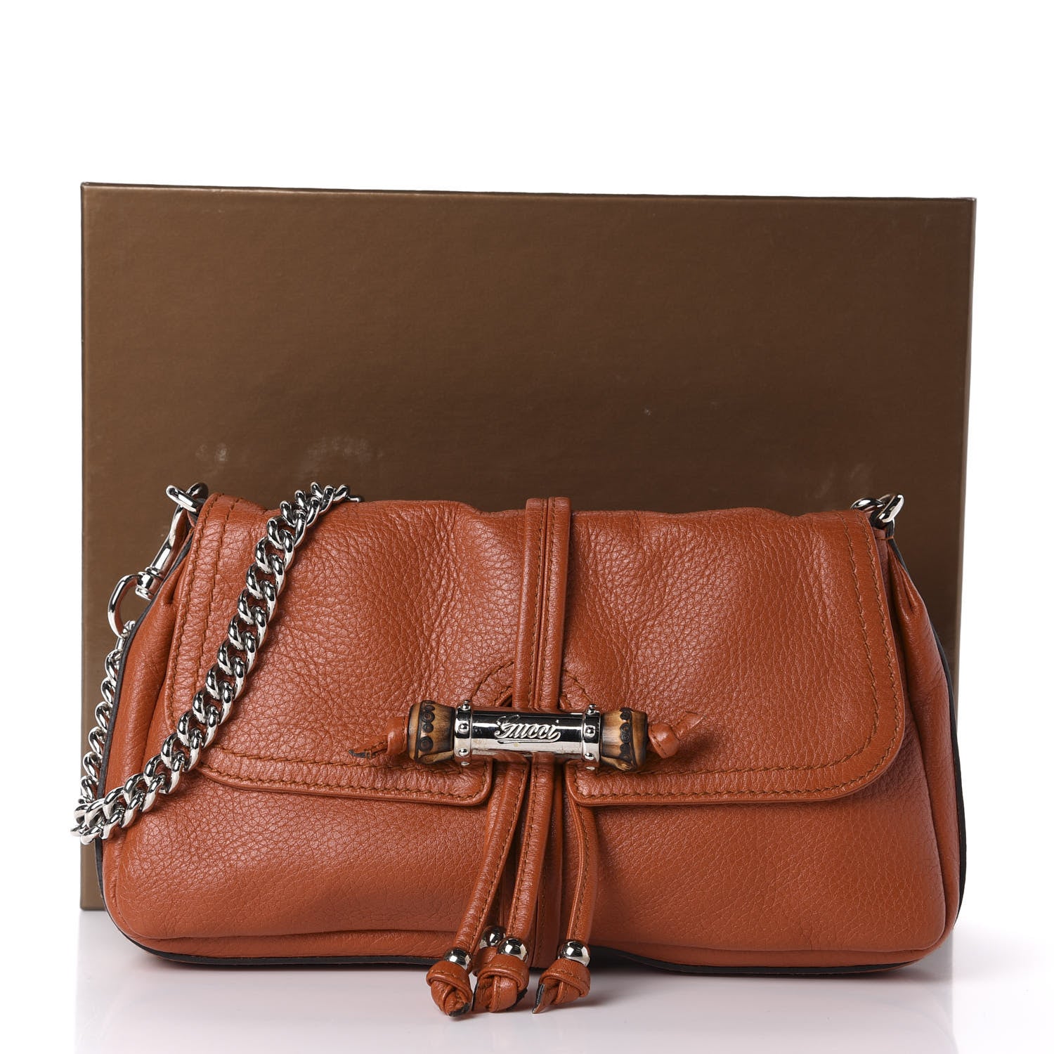 Gucci Calfskin Bamboo Croisette Evening Bag Orange 11 of 11