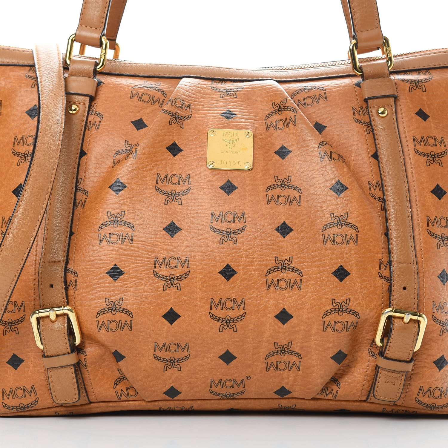 MCM Visetos Medium Essentials Shopper Tote Cognac 9 of 17