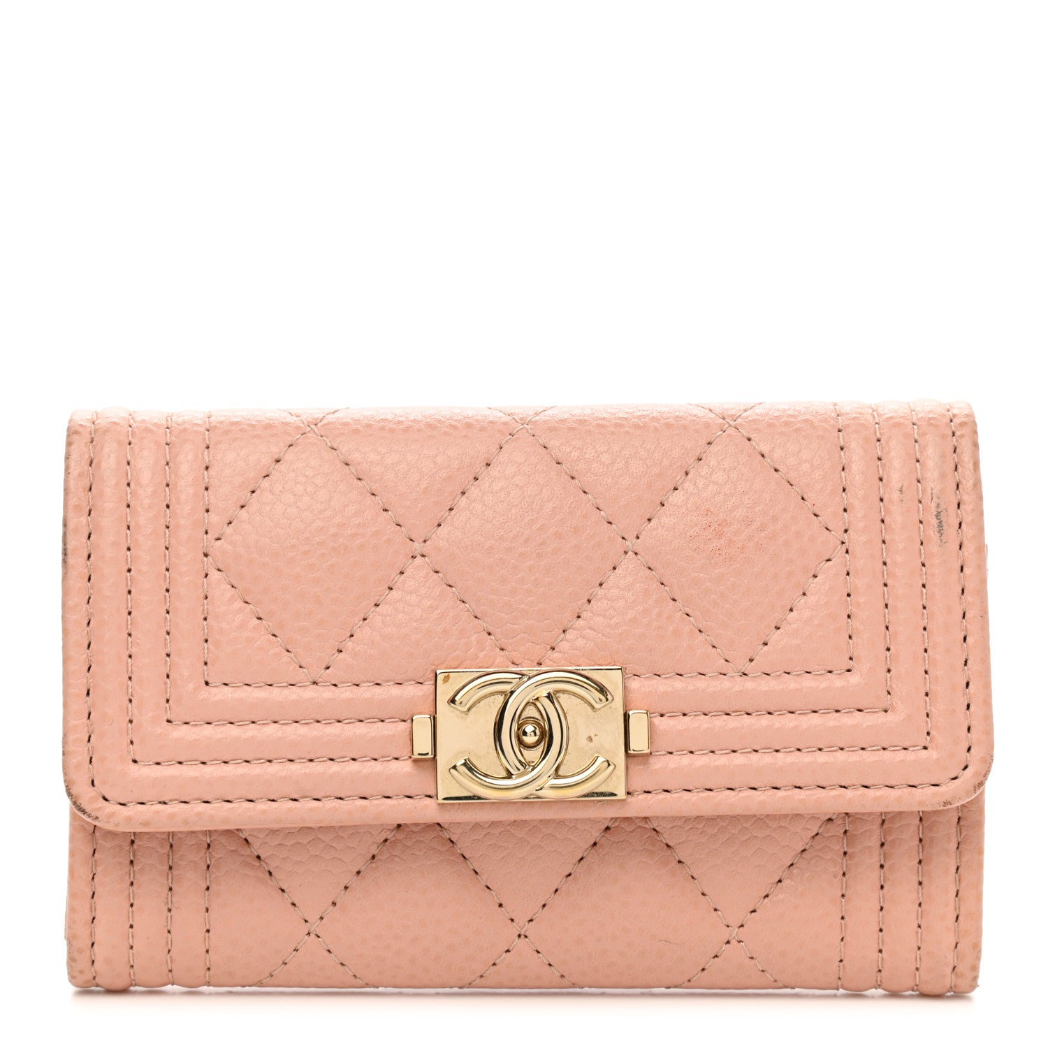 Chanel Caviar Quilted Boy Card Holder Wallet Light Pink 1 of 14
