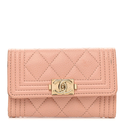 Chanel Caviar Quilted Boy Card Holder Wallet Light Pink 1 of 14