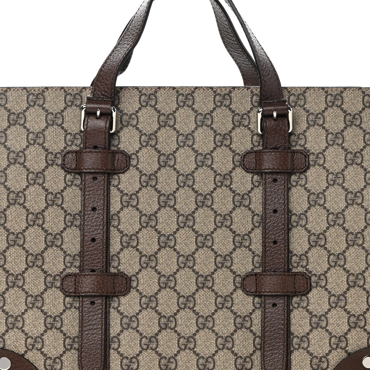 GG Supreme Monogram Textured Dollar Calfskin Small Detail Tote Beige Ebony New Acero