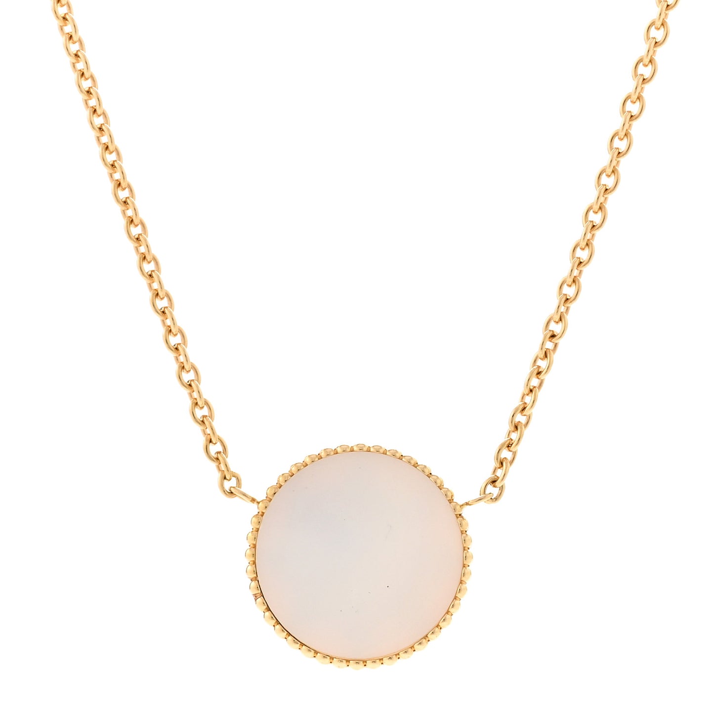 18K Yellow Gold Diamond Mother of Pearl Rose Des Vents Necklace
