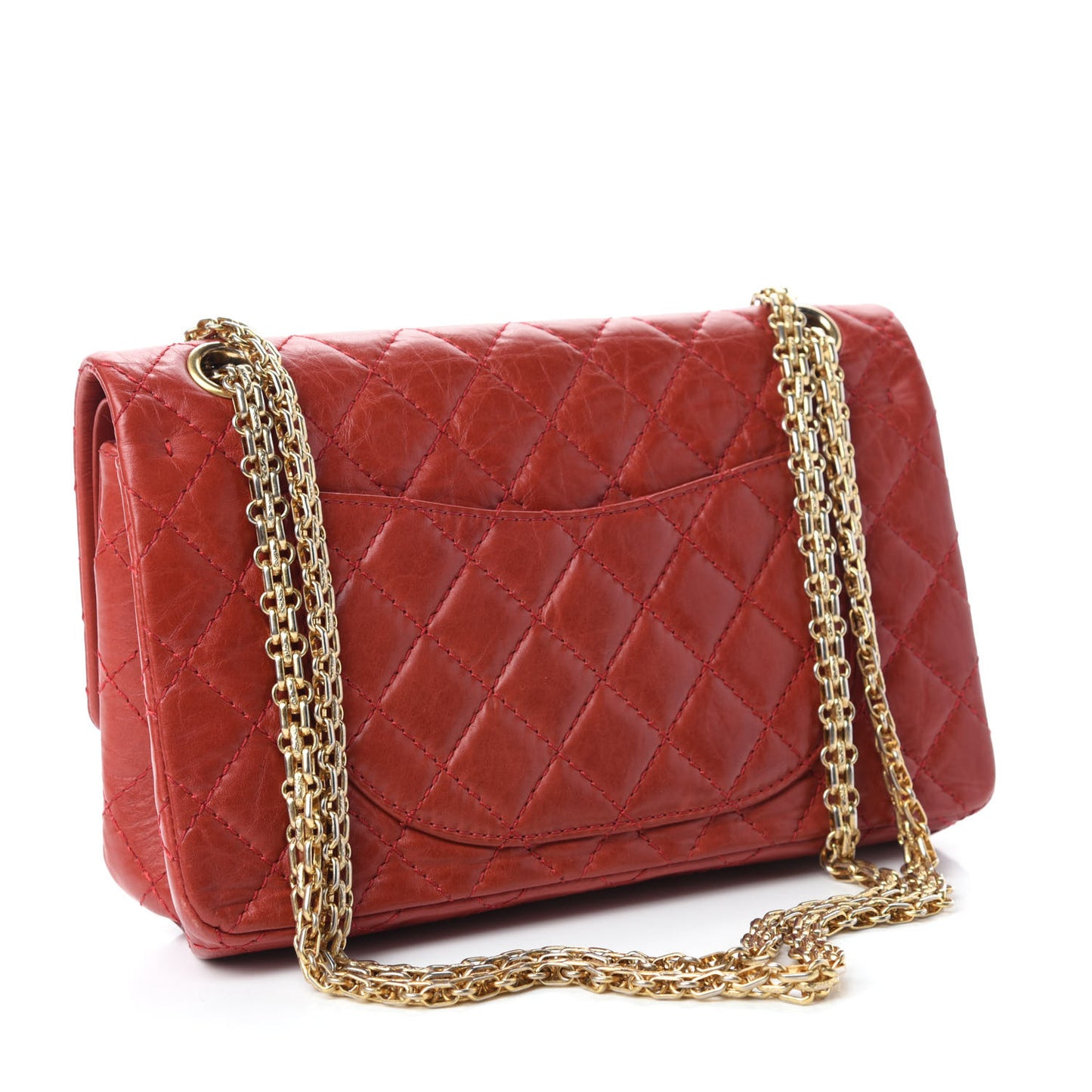 Aged Calfskin Quilted 2.55 Reissue 225 Flap Red