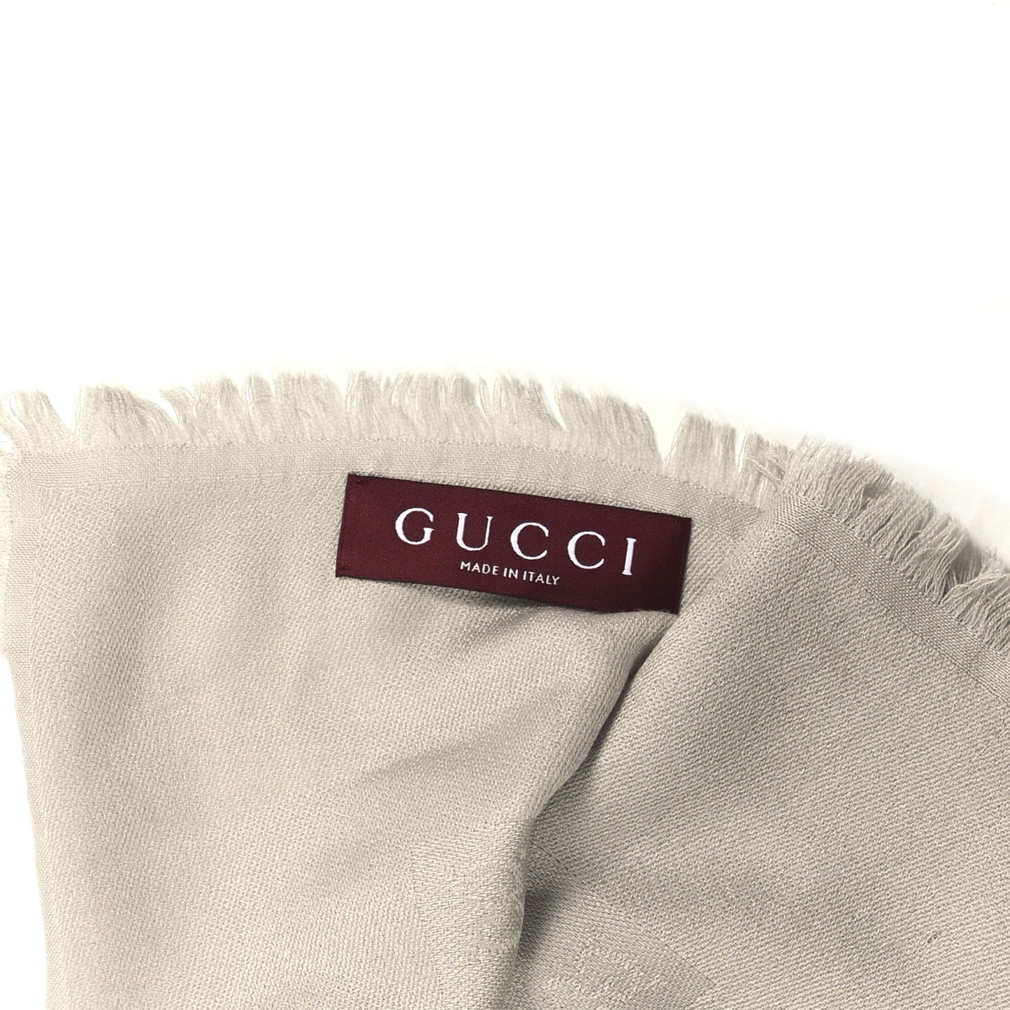 Wool Jacquard GG Monogram Fringe Scarf Lead