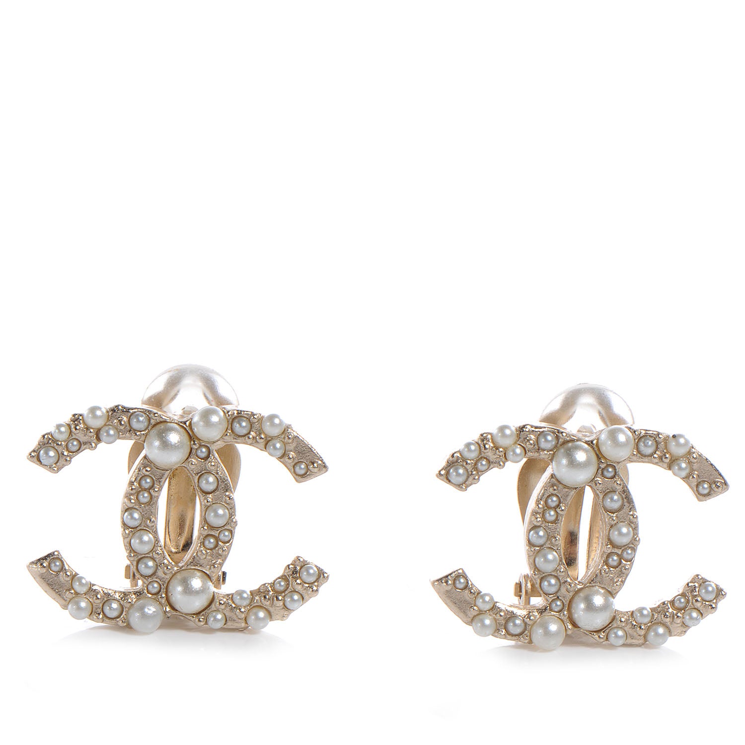 Chanel Pearl CC Logo Earrings Clip On Gold 1 of 5