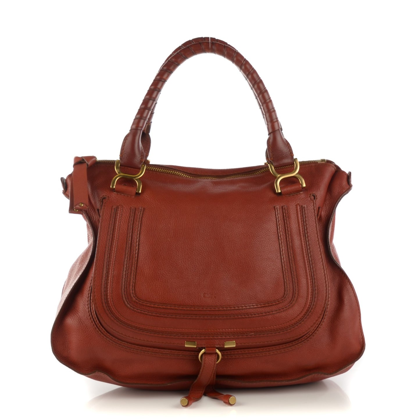 Calfskin Large Marcie Satchel Whiskey